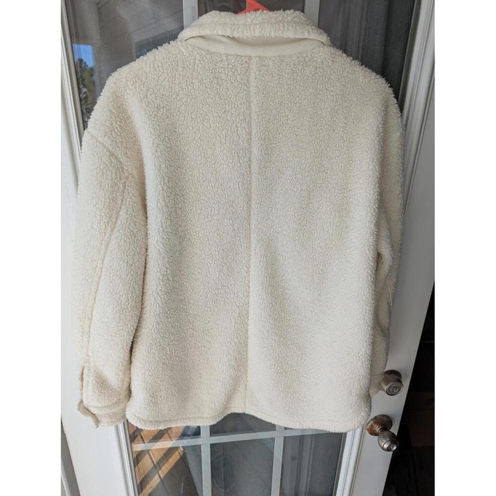 Aeropostale Sherpa Fleece Cream Women's Oversized XS Full Button Cream Jacket - Picture 3 of 7
